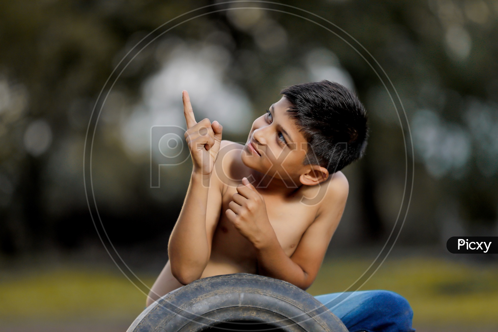 Indian Rural Boy Showing Space