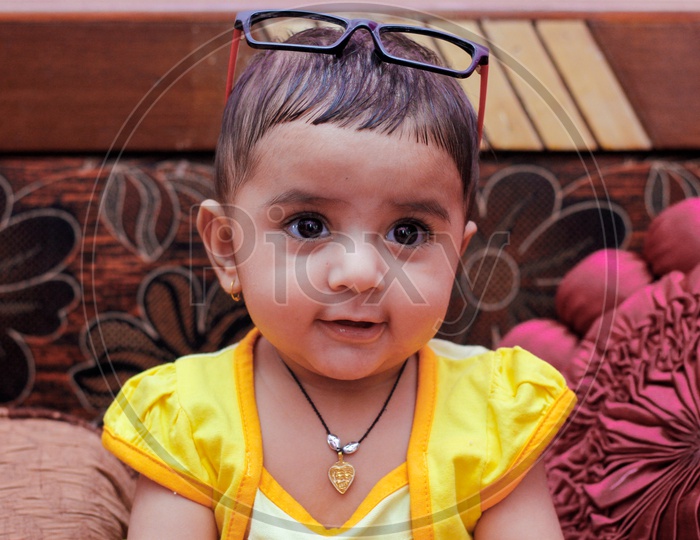 Indian Cute Baby With Smiling face Closeup Shot
