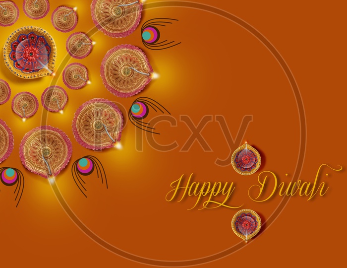 A Beautiful Greeting  template of an Indian Festival Diwali