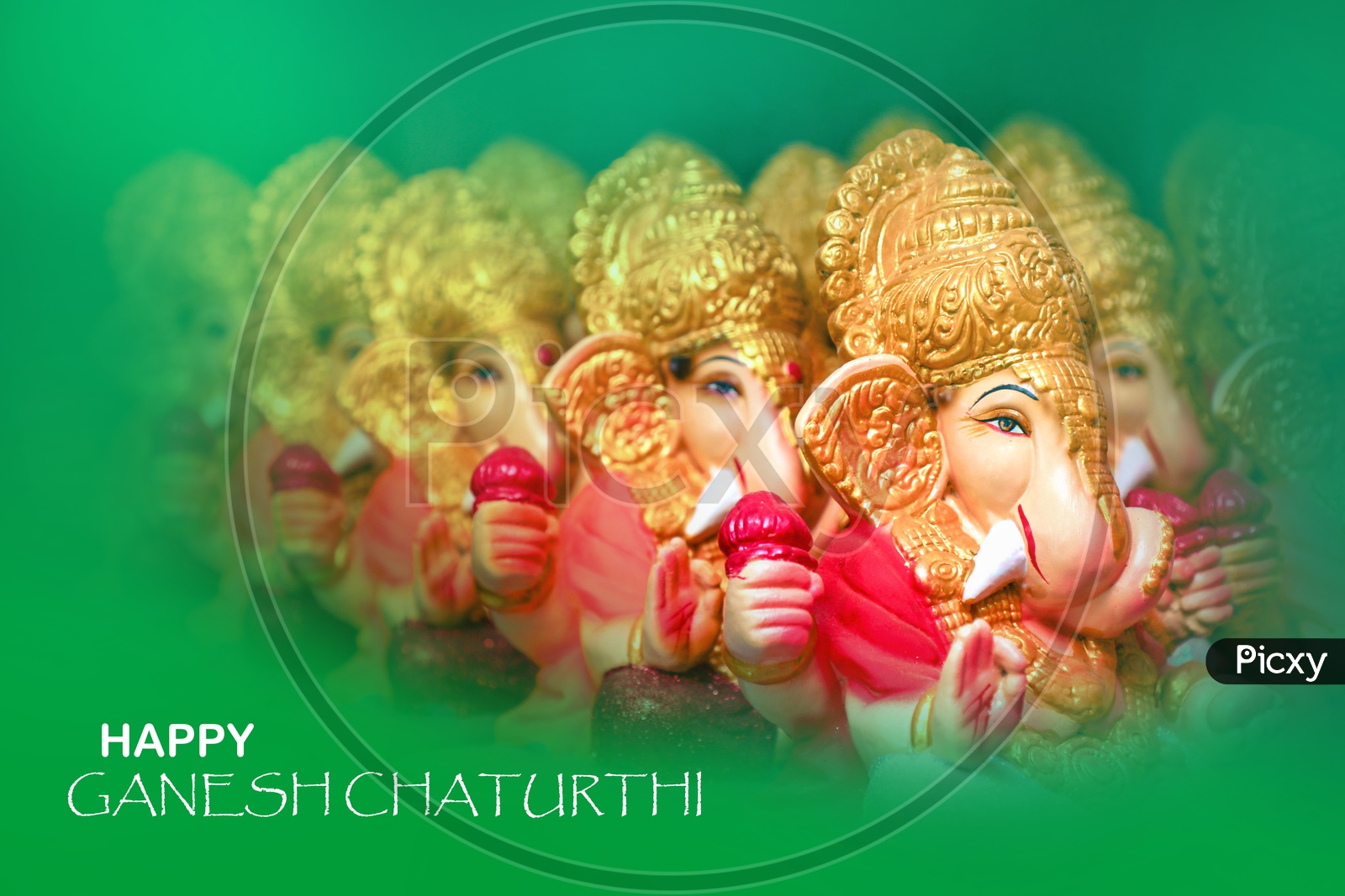 Happy Ganesh Chaturthi Poster with Lord Ganesh Idol