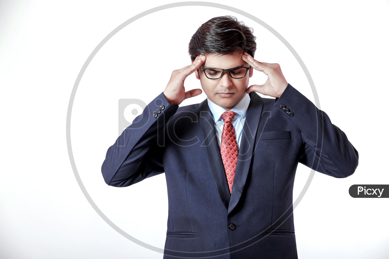 Indian Young Professional Man In Suite  with Expressions On Face and Showing Gestures