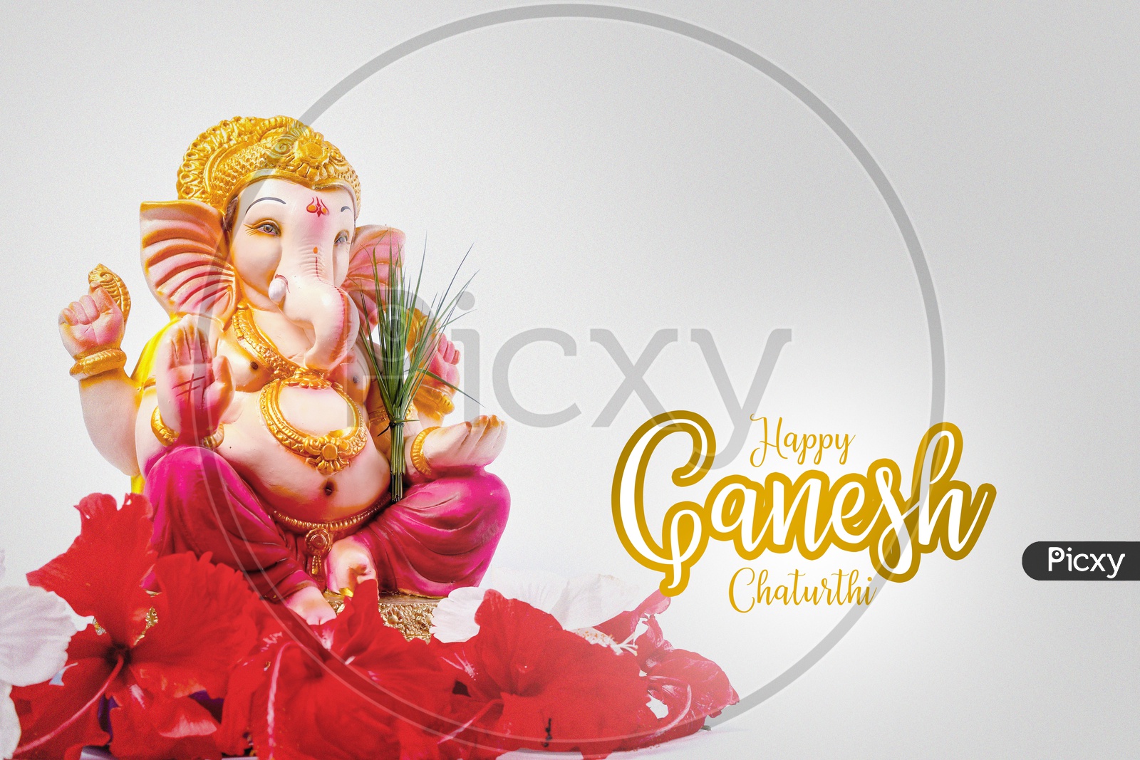 Happy Ganesh Chaturthi Poster with Ganesh Idol