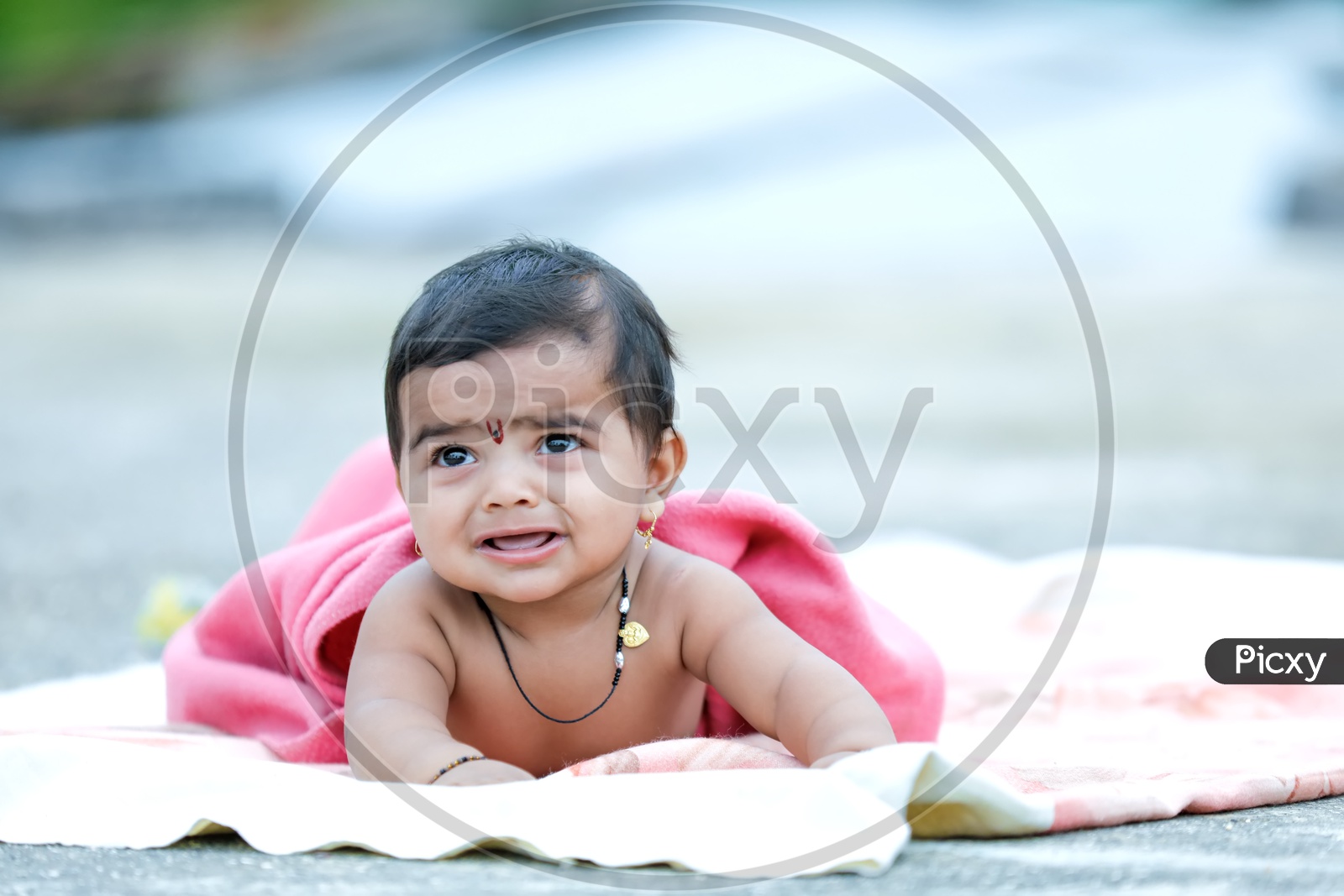 Indian Cute Baby Boy With crying Expression on Face Closeup Shot