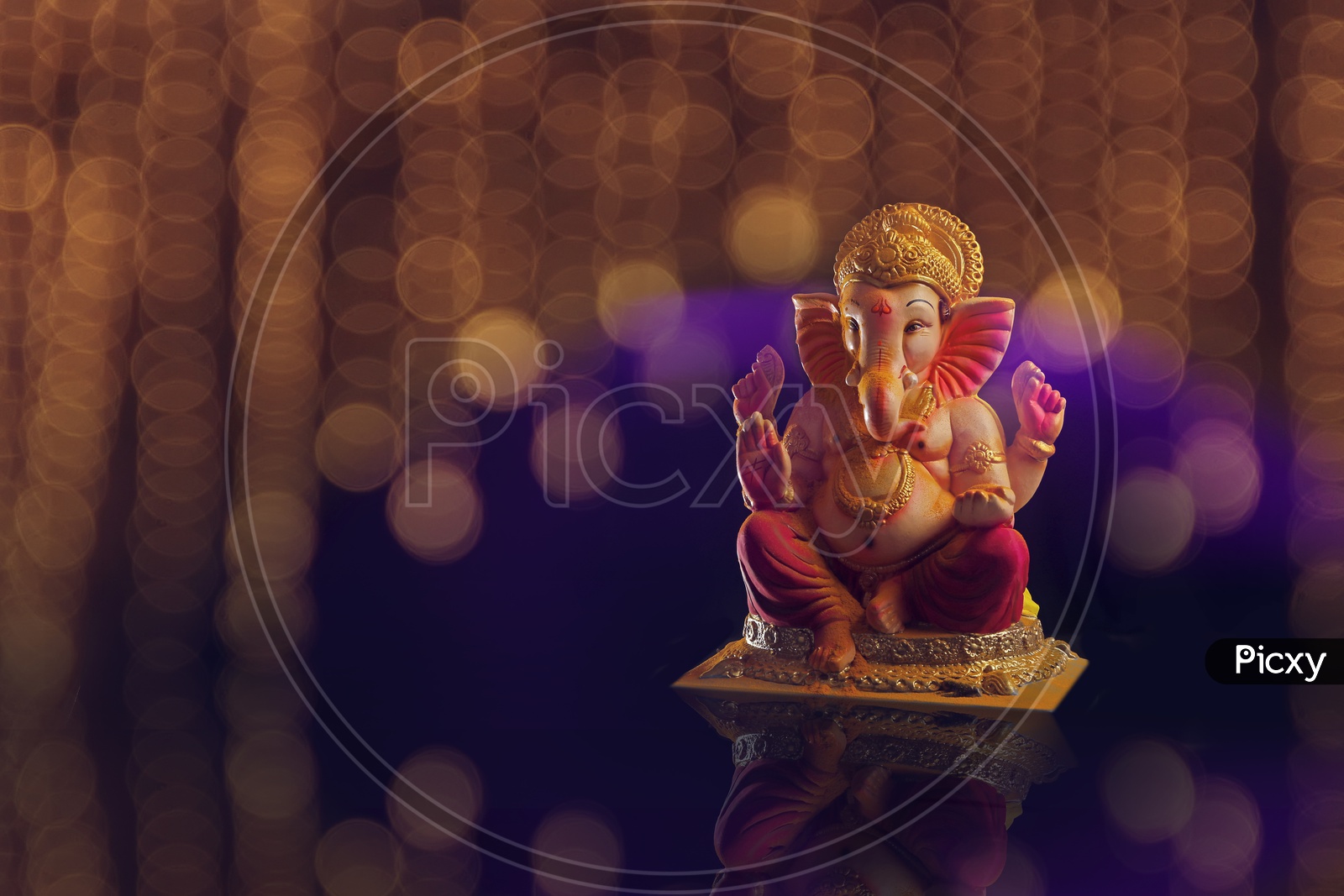 Lord Ganesha Idol with Beautiful Bokeh Background