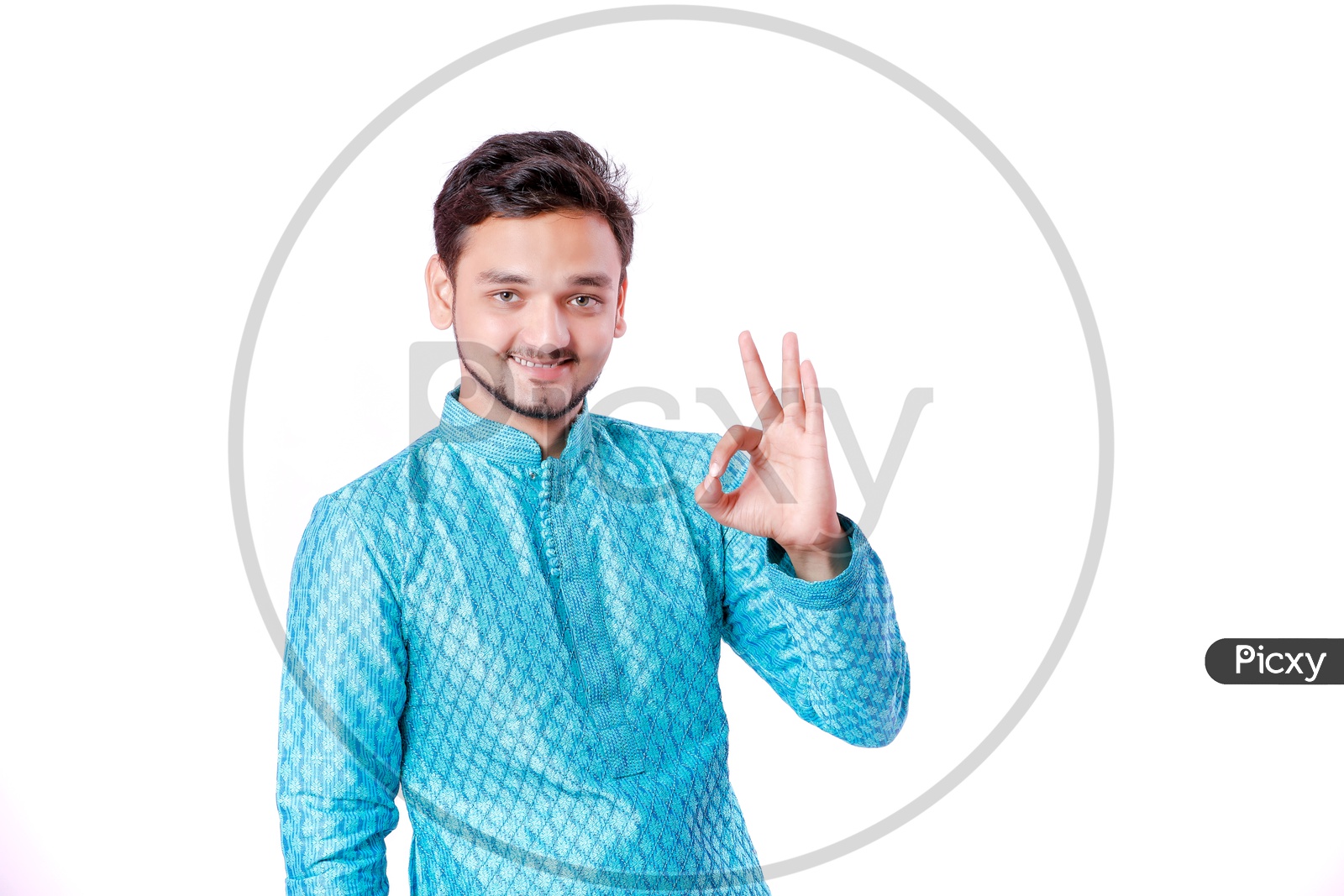 Indian Young Professional Man With a Smiling Face and Doing Gestures   On an Isolated White Background