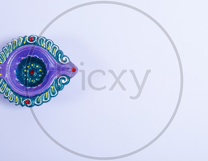 Diwali Indian Festival Diya or lamp with white background