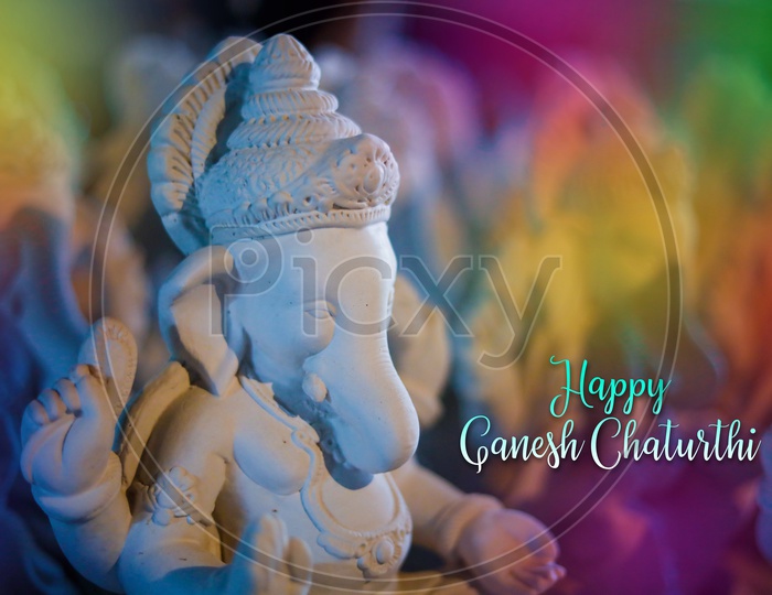 Close up shot of Lord Ganesha Clay  Idol / Ganesh Idol