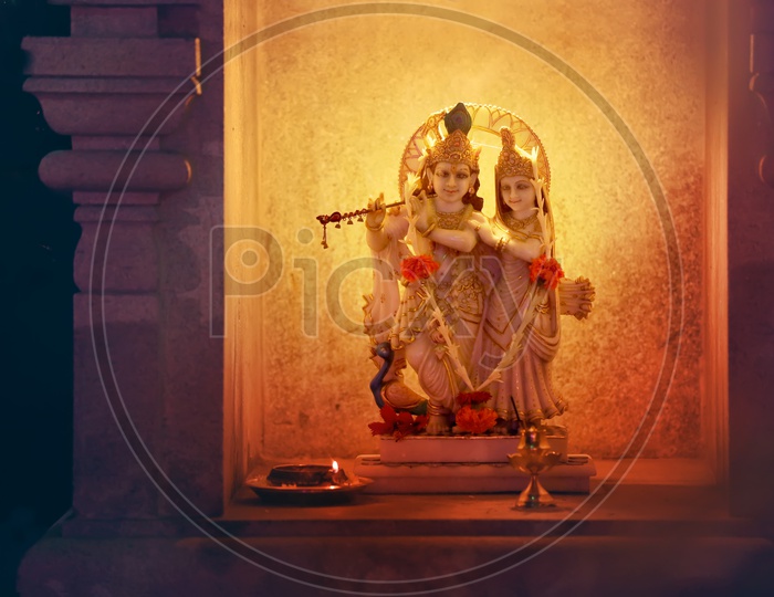 beautiful photograph of Radha Krishna idol