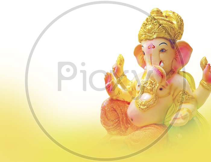Beautiful Photograph of Lord Ganesha Idol with white background