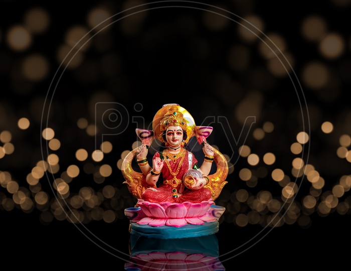 Sri Lakshmi Devi Idol with Bokeh Background