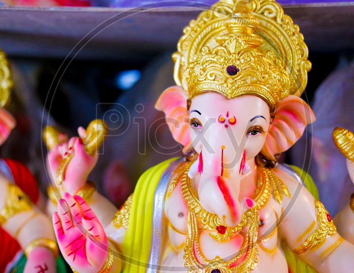 Close up shot of Lord Ganesha Idol / Ganesh