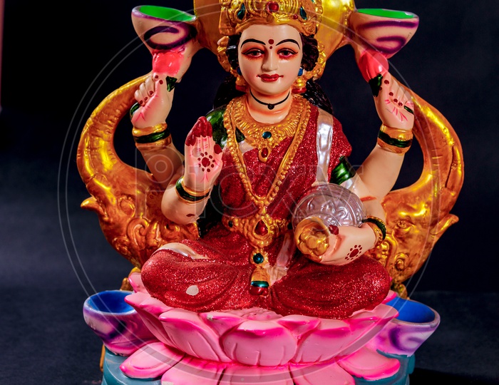 Sri Lakshmi Devi Idol with Black Background
