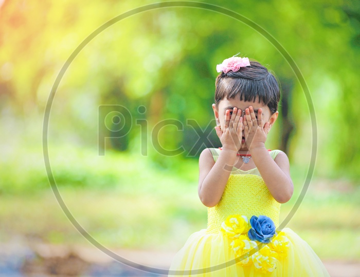 Indian Cute Girl Child With Expressions Closeup SHots