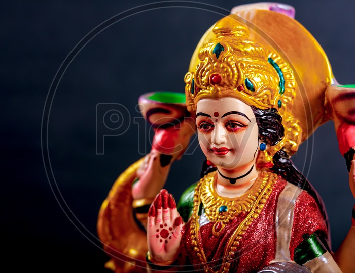 Sri Lakshmi Devi Idol with Black Background