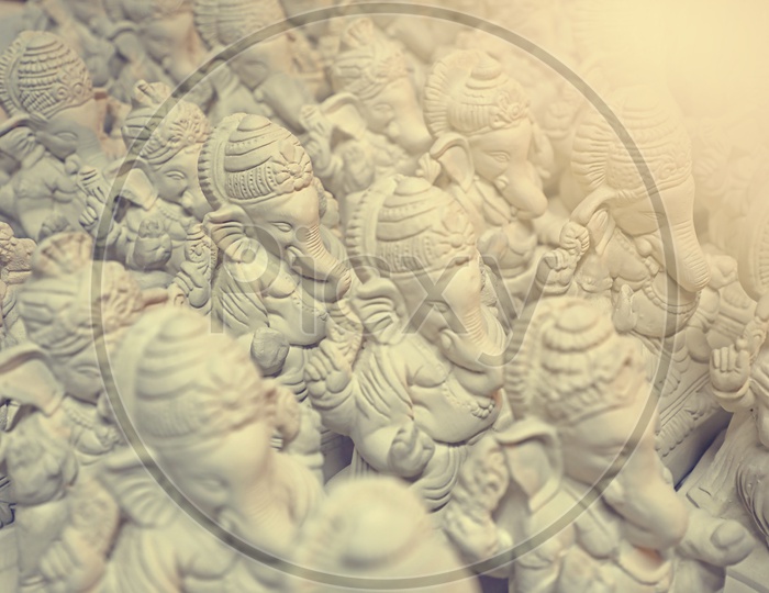 Clay Ganesha Idol's placed in a sequence / Lord Ganesh Idol