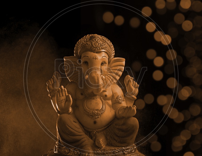 Ganesh Idol and beautiful Bokeh in the background