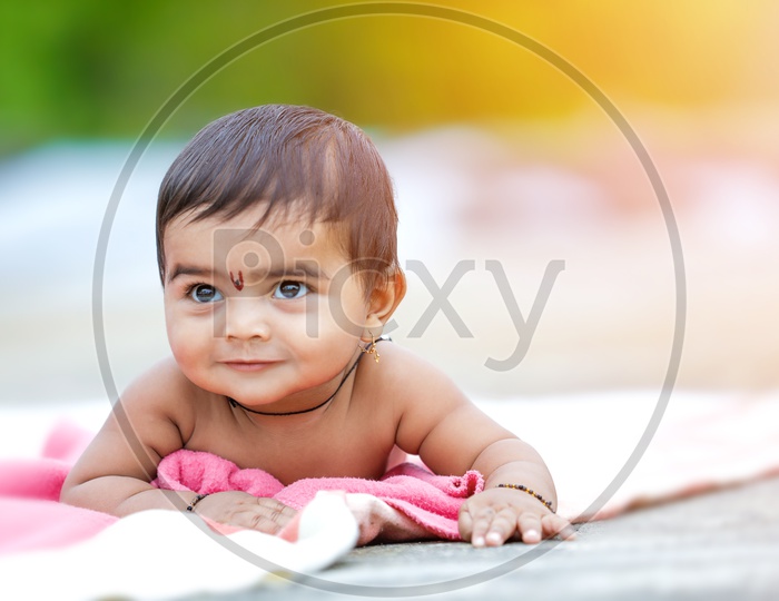 Indian Cute Baby Closeup Shot with Expression on Face