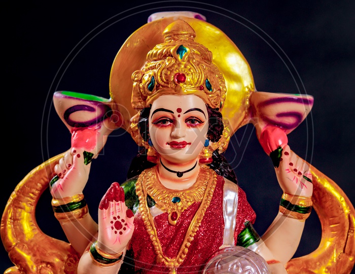 Sri Lakshmi Devi Idol with black Background