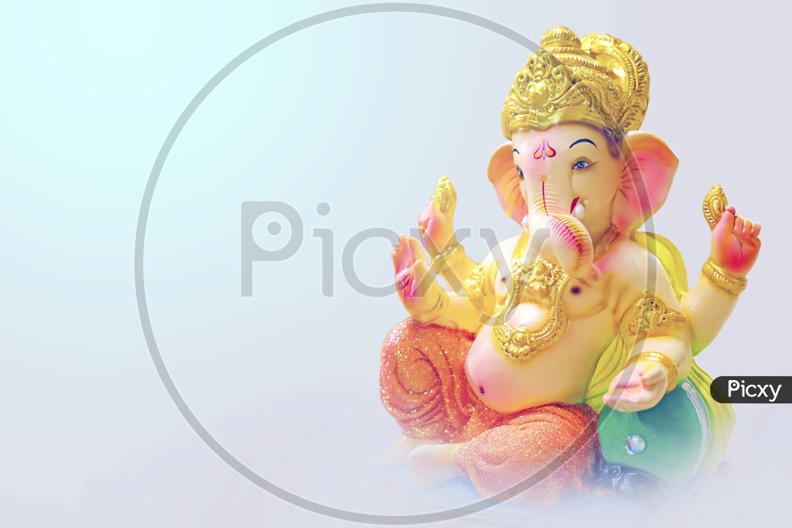 Beautiful Photograph of Lord Ganesha Idol with white background