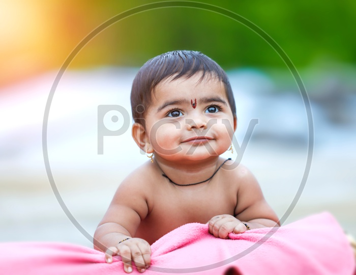Indian Cute Baby Closeup Shot with Expression on Face