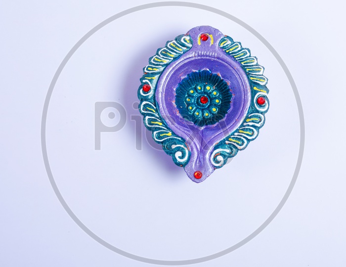 Diwali Indian Festival Diya or lamp with white background