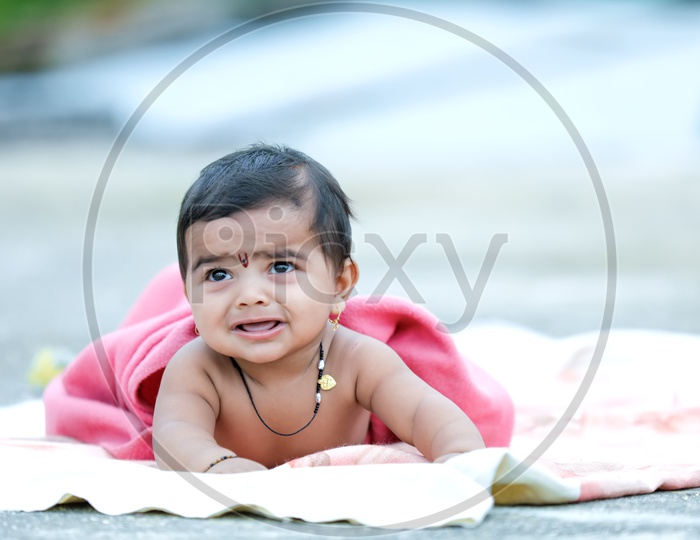Indian Cute Baby Boy With crying Expression on Face Closeup Shot