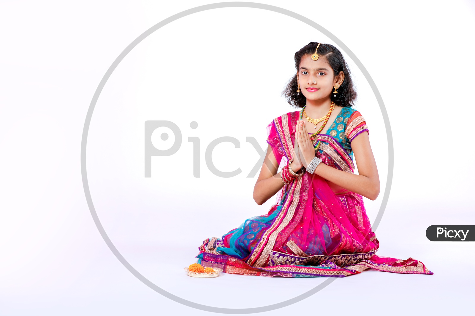 Indian Girl Celebrating Diwali, Deepavali Festival