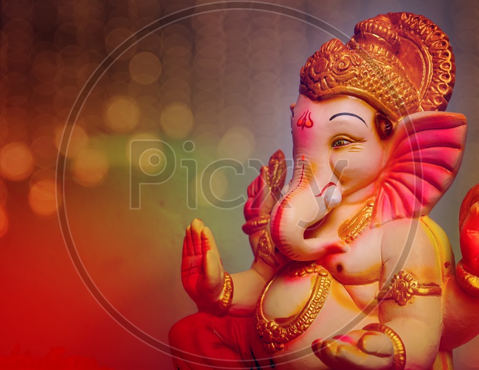 Ganesh Idol with beautiful bokeh in the background