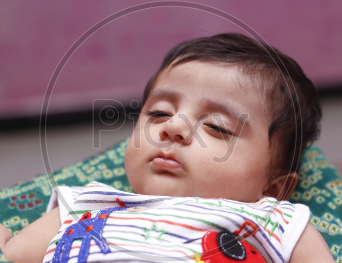 Indian Cute Baby Boy Sleeping Closeup Shot