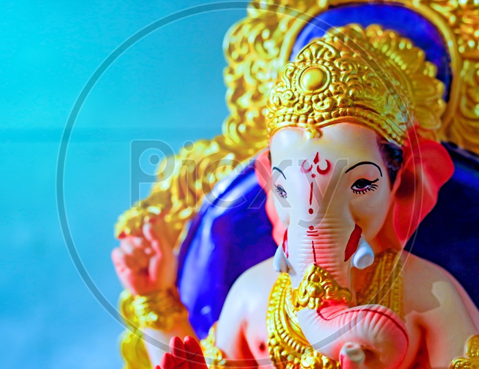 Close up shot of  Lord Ganesh Idol / Ganesha Idol