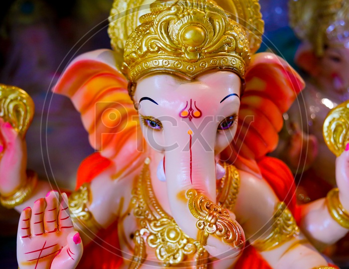 Close up shot of Idol of Lord Ganesha / Ganesh