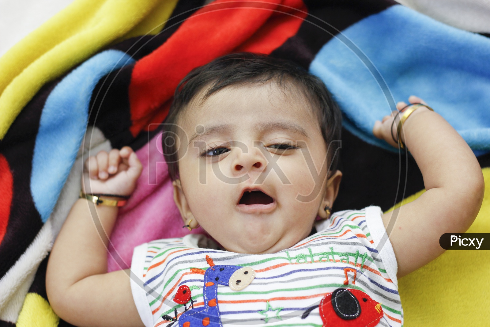Indian Cute Baby Boy Feeling  Sleepy  and Yawning  Closeup Shot