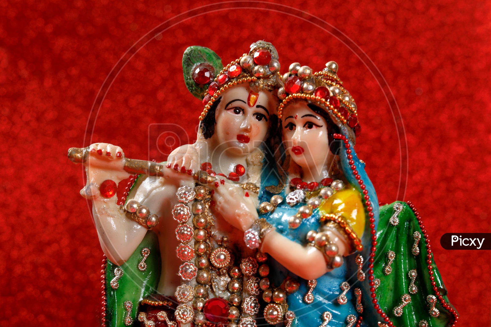 Radha Krishna Idol and beautiful red background / Lord Sri Krishna Idol