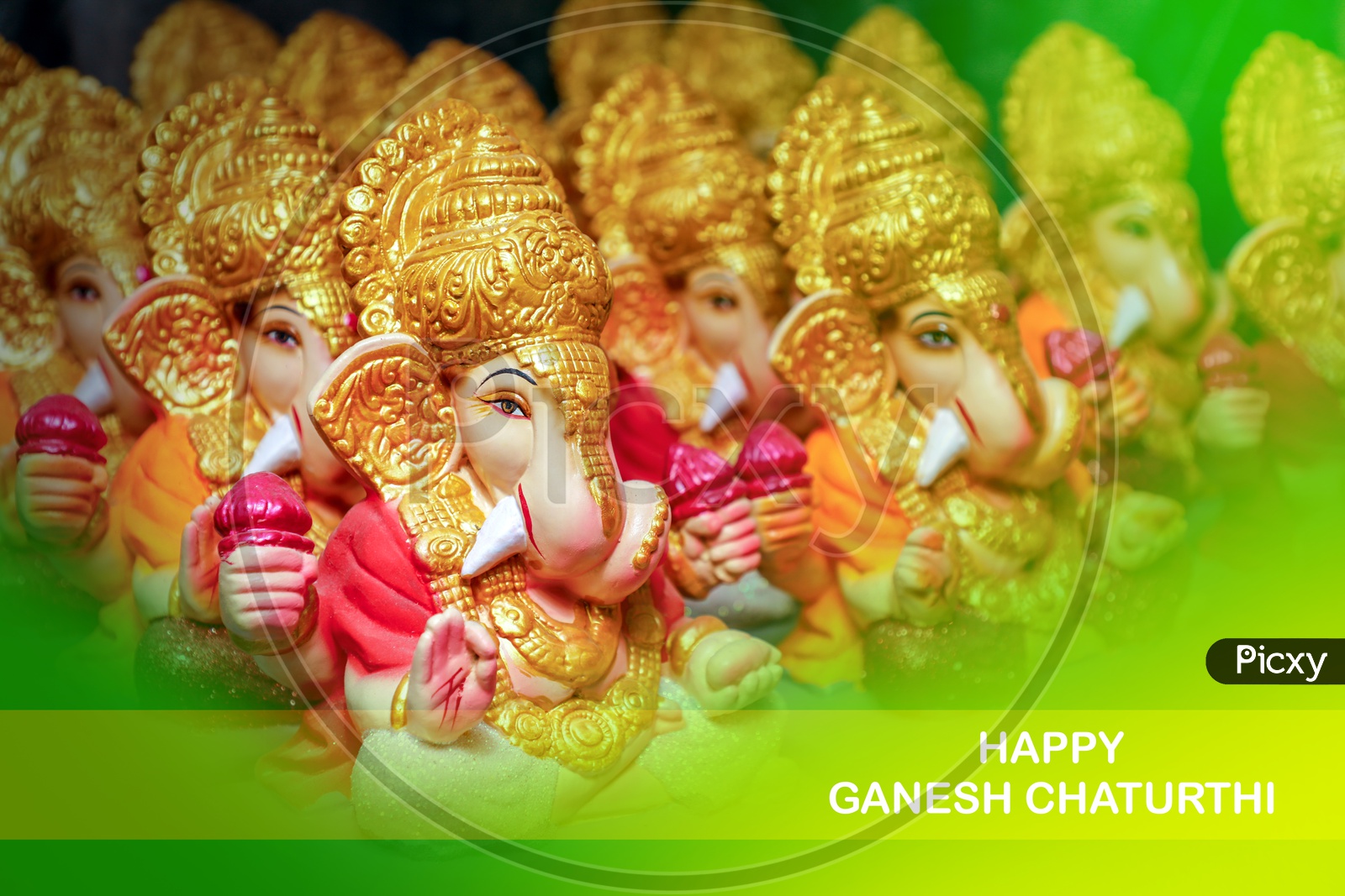 Happy Ganesh Chaturthi poster with Lord Ganesha Idol / Ganesh Idol