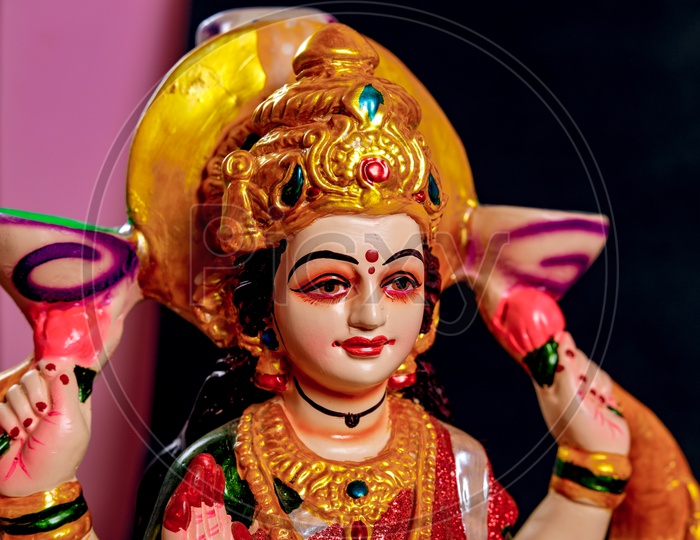 close up shot of sri lakshmi devi idol