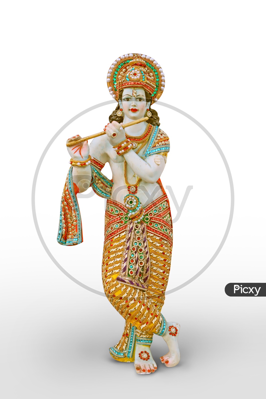 Image of Lord Sri Krishna Idol with white Background-YW055679-Picxy