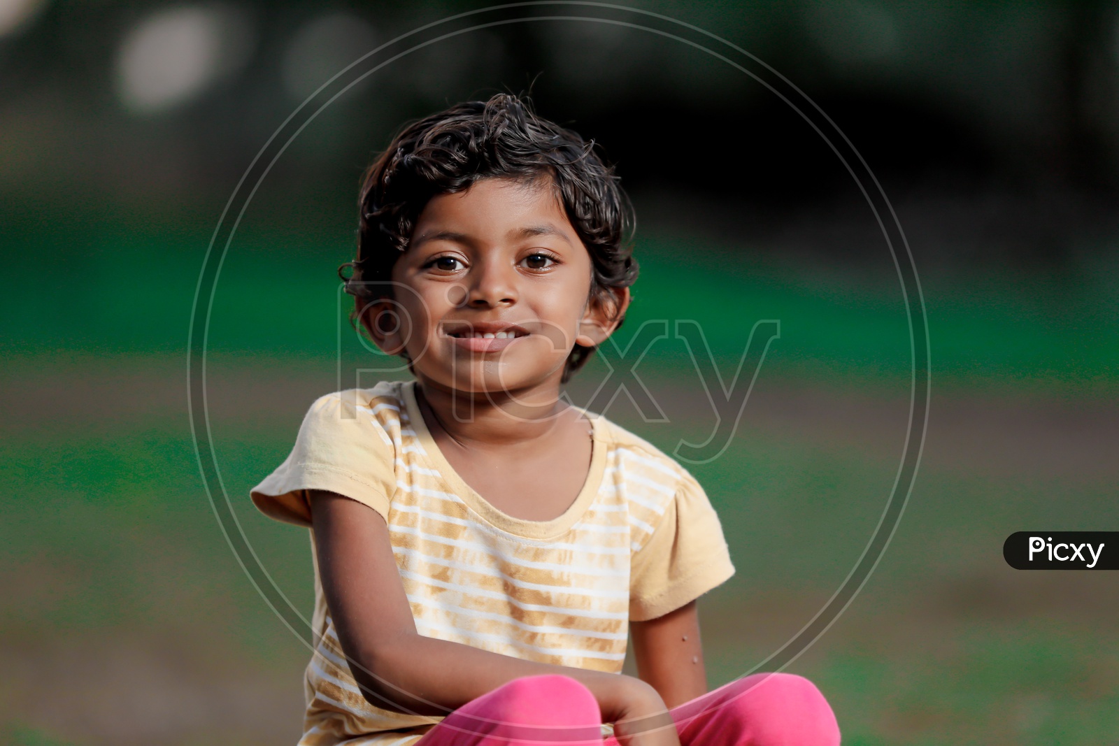 Indian Girl Child With Smiling Face Closeup Shot