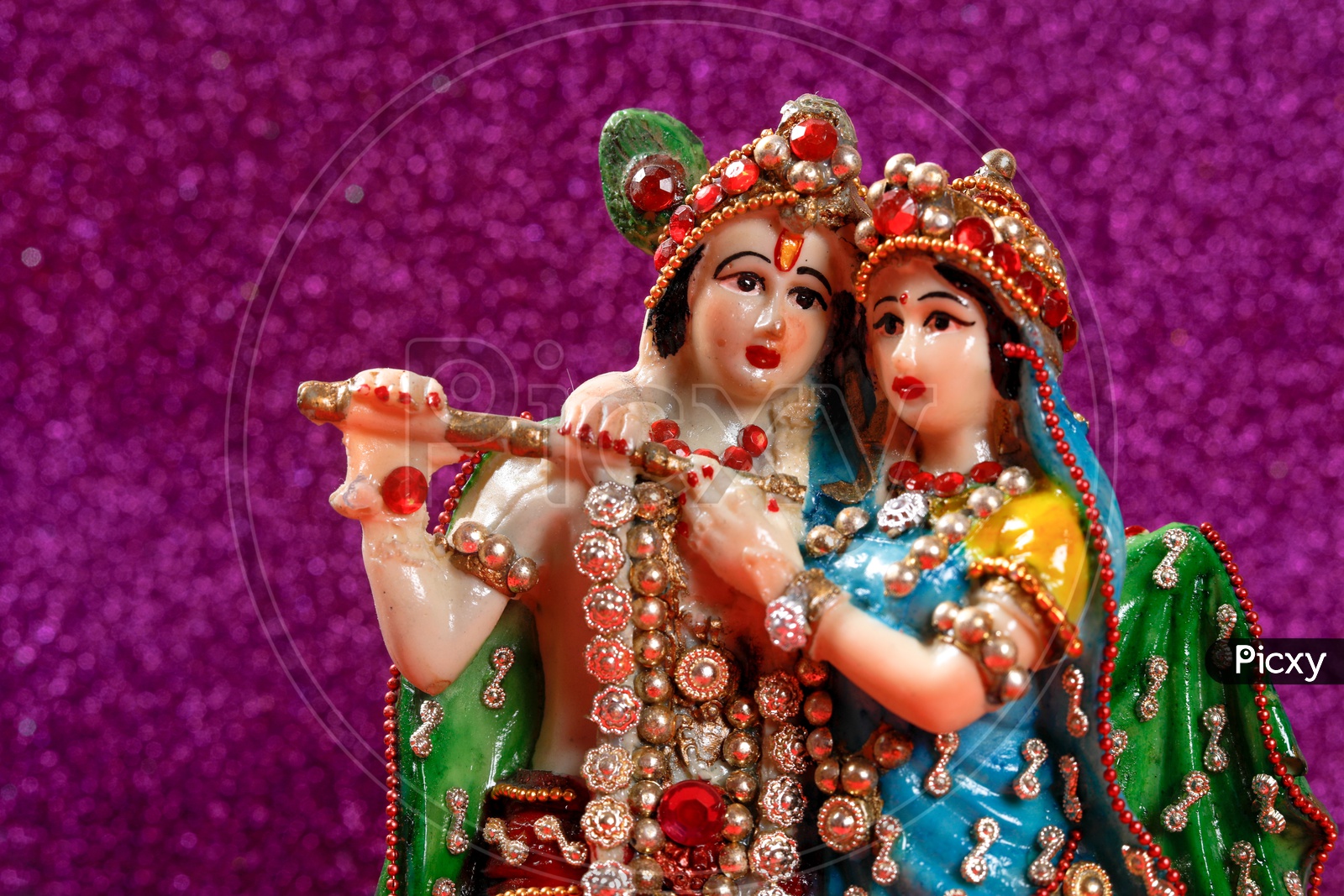 Radha Krishna Idol and beautiful pink background / Lord Sri Krishna Idol
