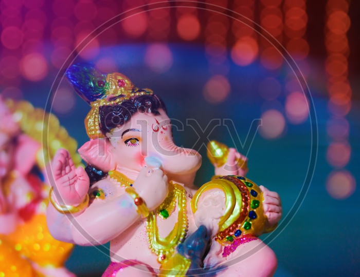 Lord Ganesh Idol / Ganesha Idol with beautiful Bokeh Background