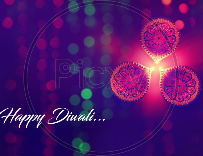 Happy Diwali Hindu festival banner, Burning diya illustration, background for light festival of India