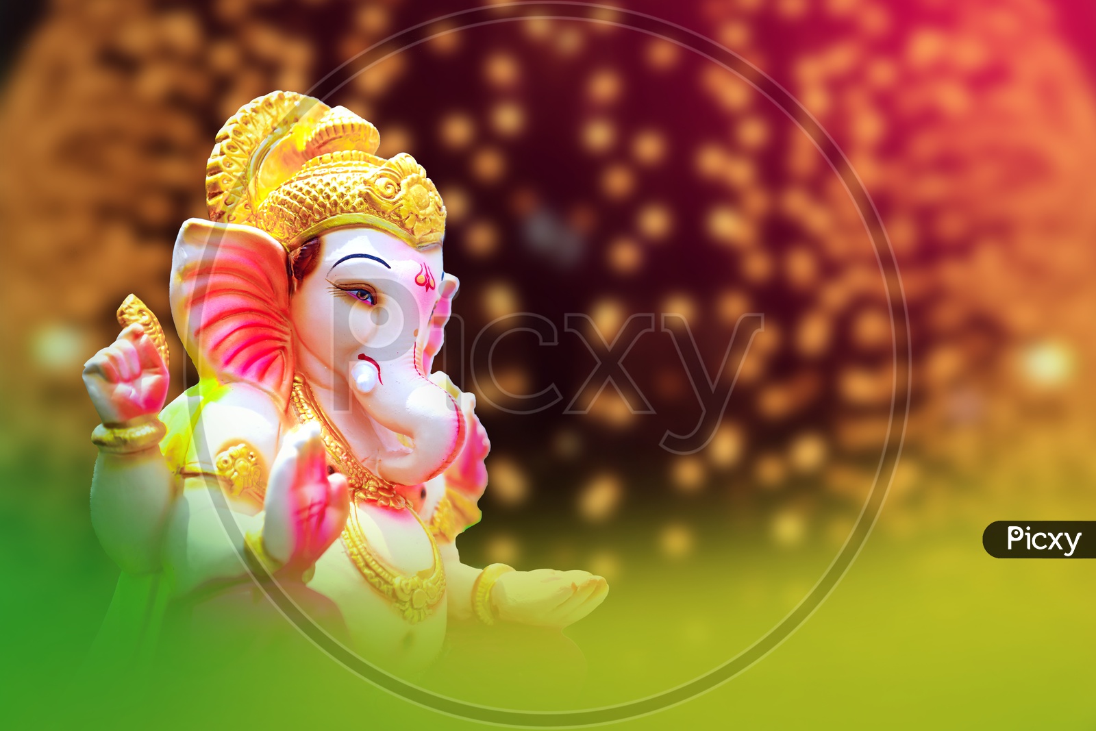 Lord Ganesh Idol with beautiful bokeh in the background