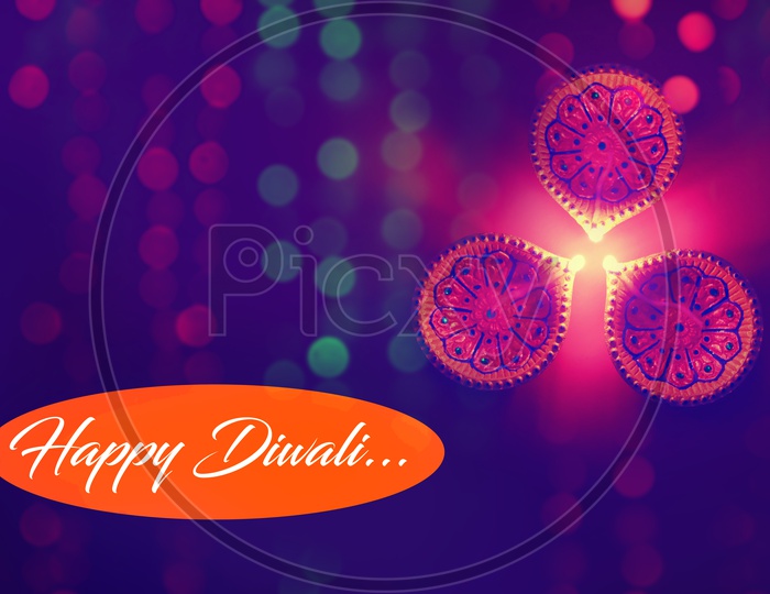 Happy Diwali Hindu festival banner, Burning diya illustration, background for light festival of India