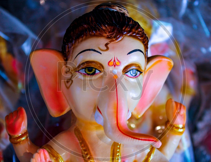 Close up shot of Lord Ganesh Idol / Ganesha Idol