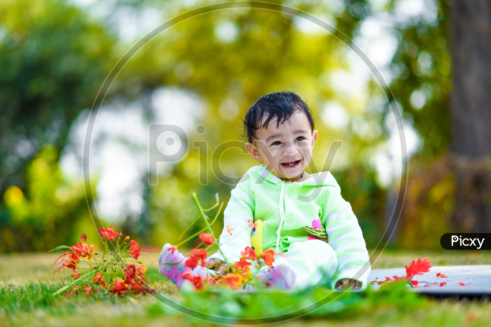Indian Cute Baby Boy Closeup Shot with Smiling Face