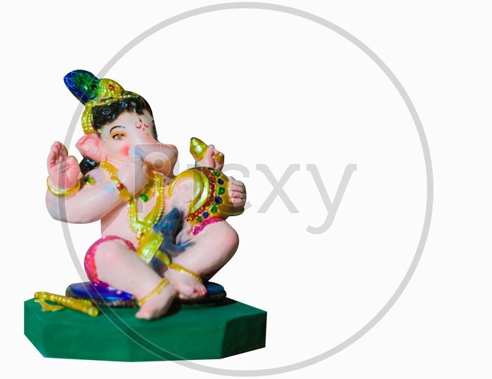 Lord Ganesh Idol and white  background