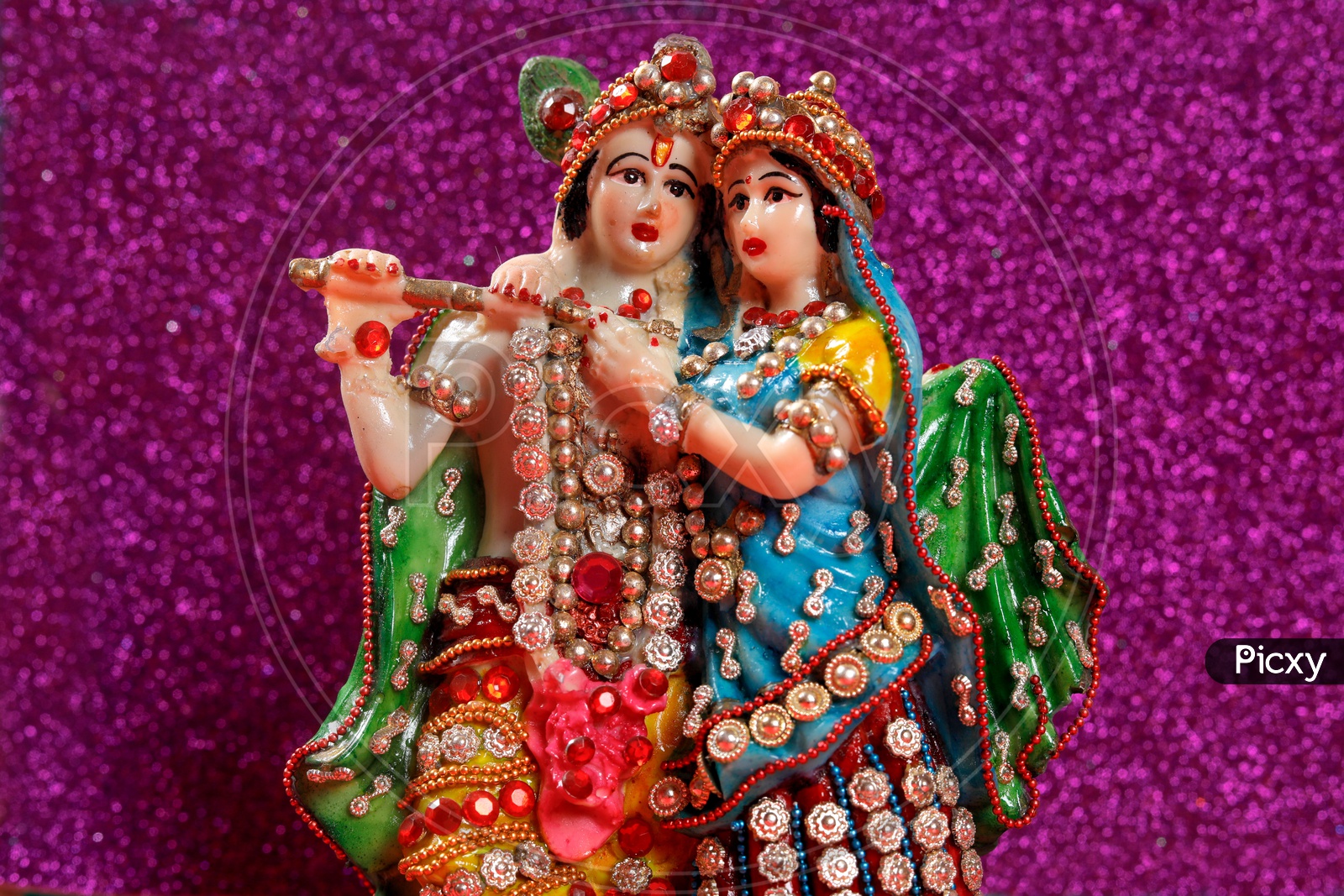 Radha Krishna Idol and beautiful pink background / Lord Sri Krishna Idol