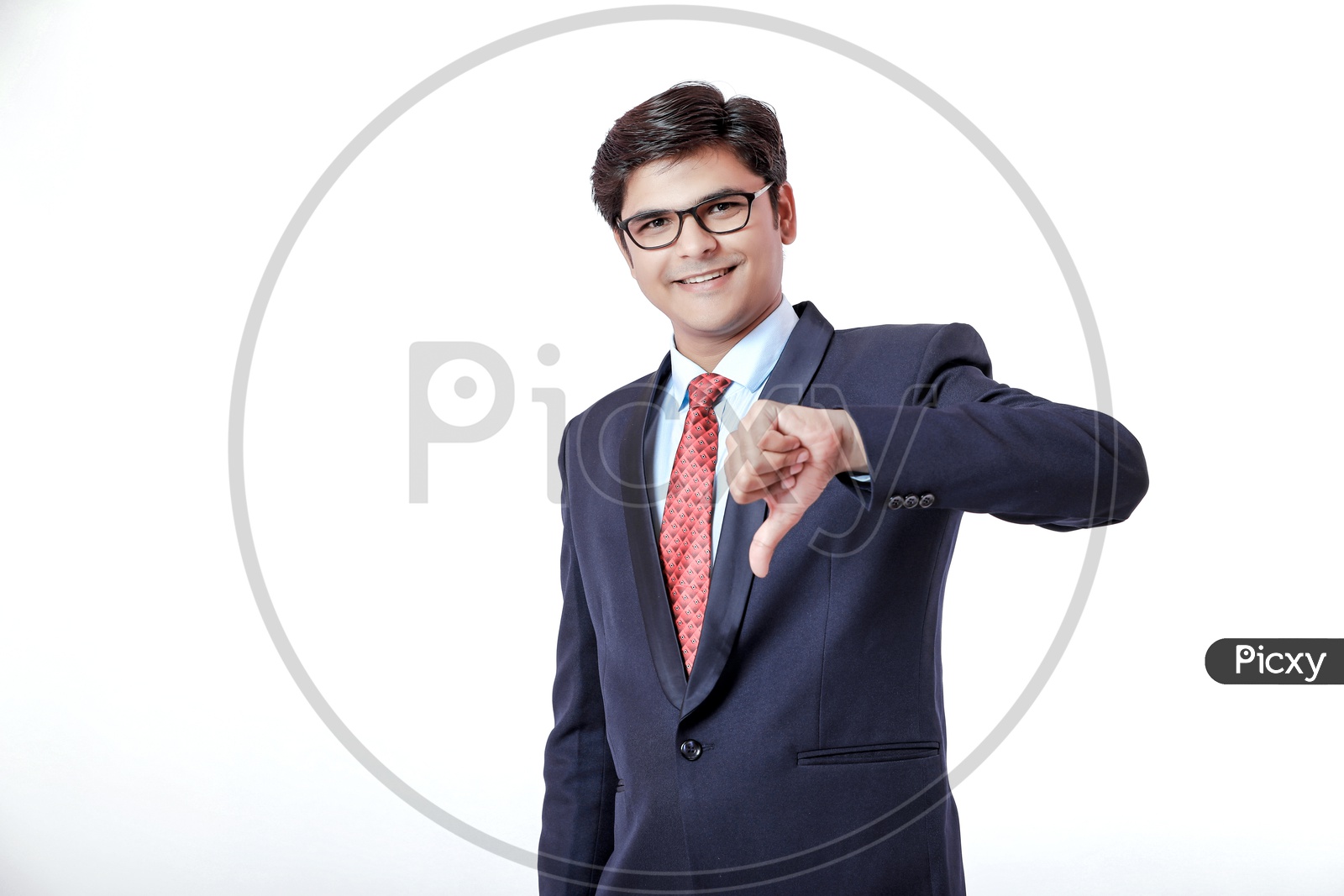 Indian Young Professional Man In Suite  with Expressions On Face and Showing Gestures