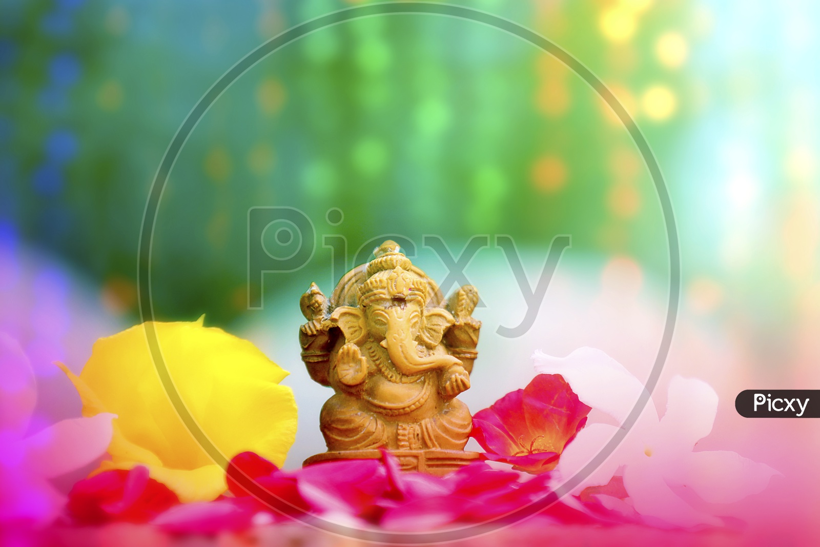 Beautiful photograph of Ganesh Idol with greenery in the background / Lord Ganesha