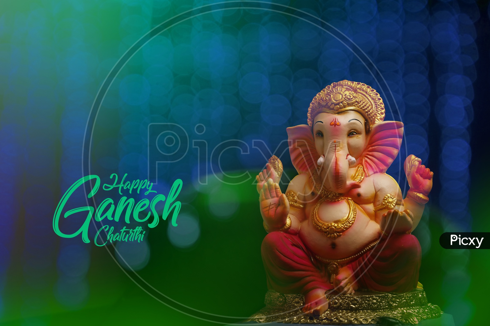 Happy Ganesh Chaturthi Poster , Banner with Lord Ganesh Idol