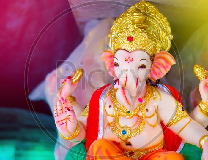 Close up shot of Lord Ganesha Idol / Ganesh